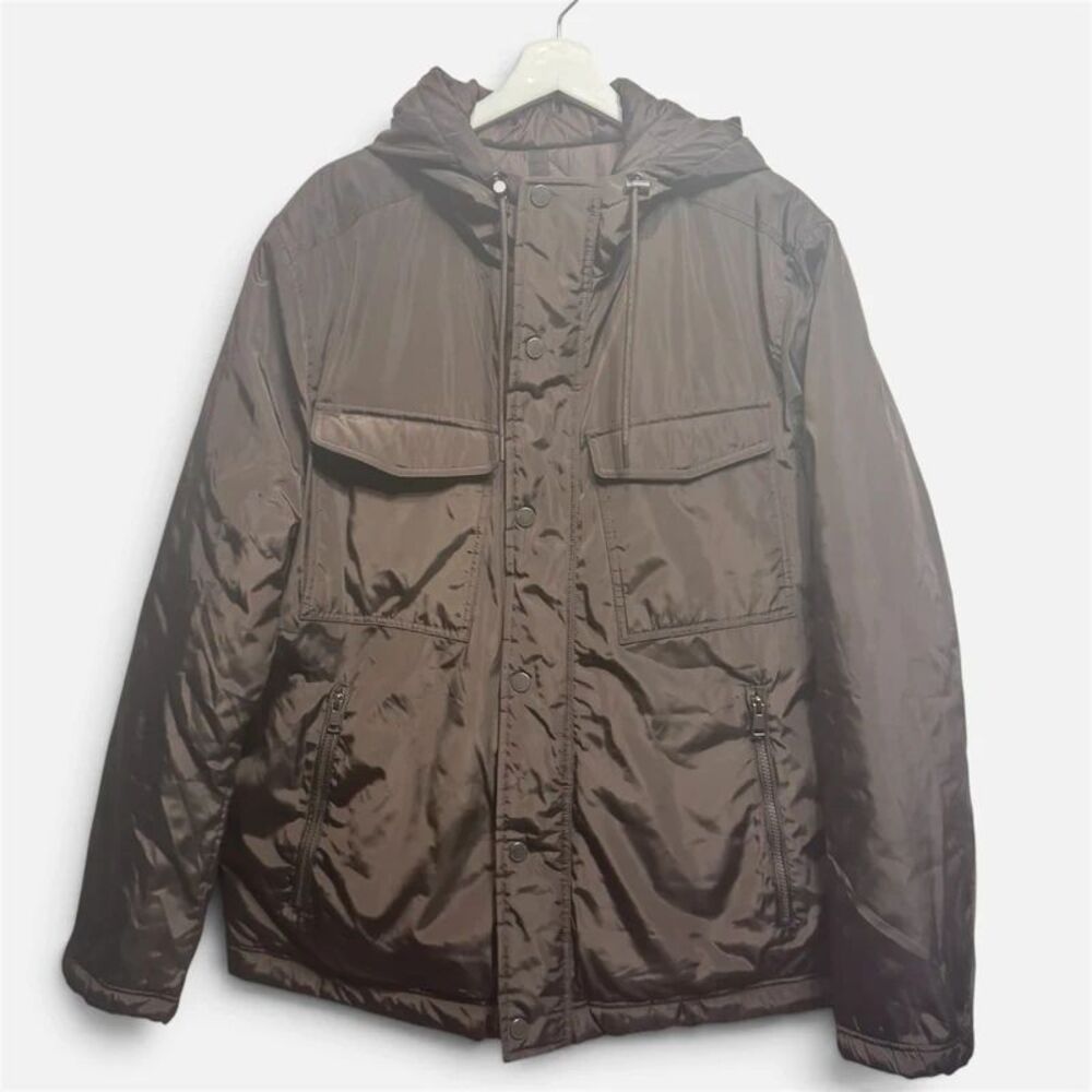 NWT Kenneth Cole XL Brown Utility Rain Hooded Men’s Jacket  $225